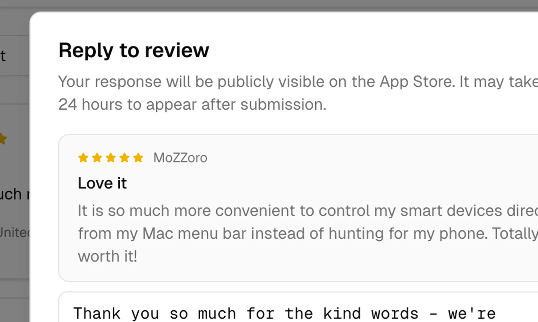 Reply to customer reviews
