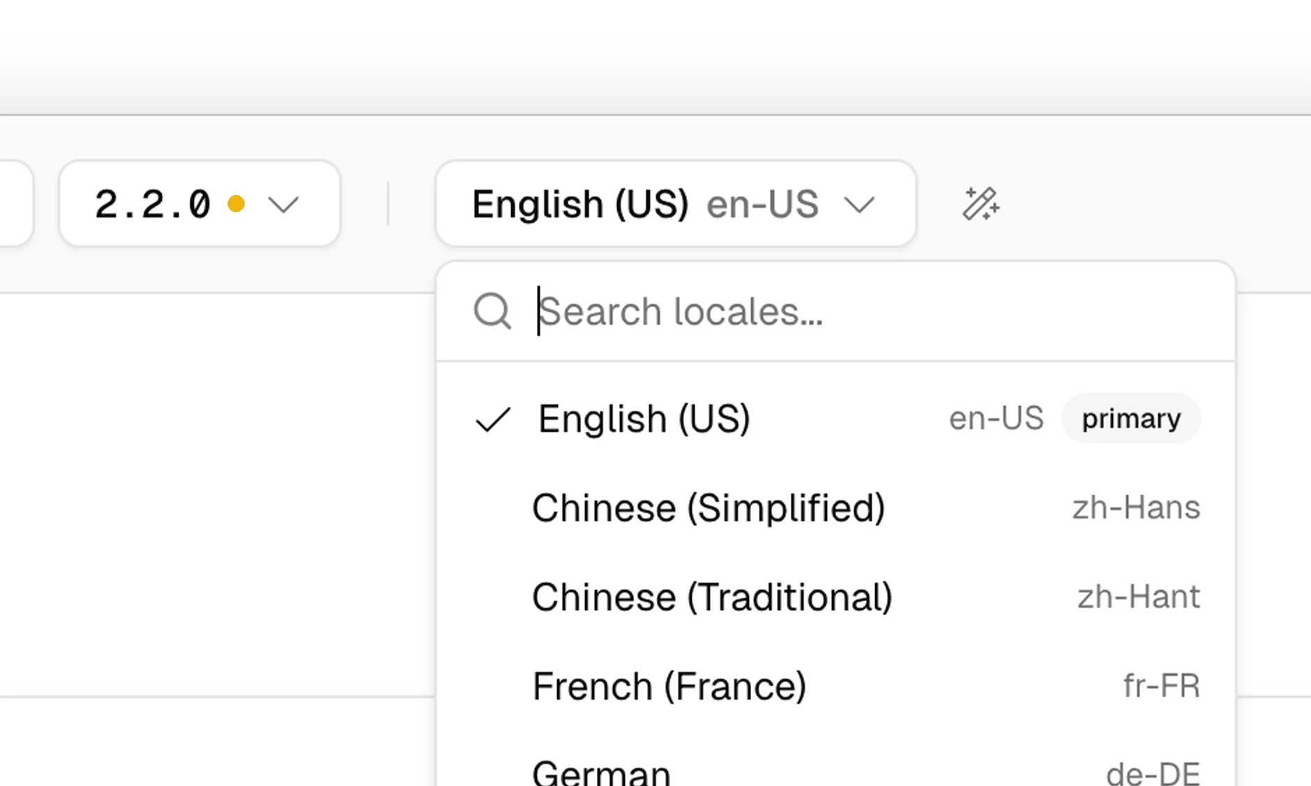 Global locale picker