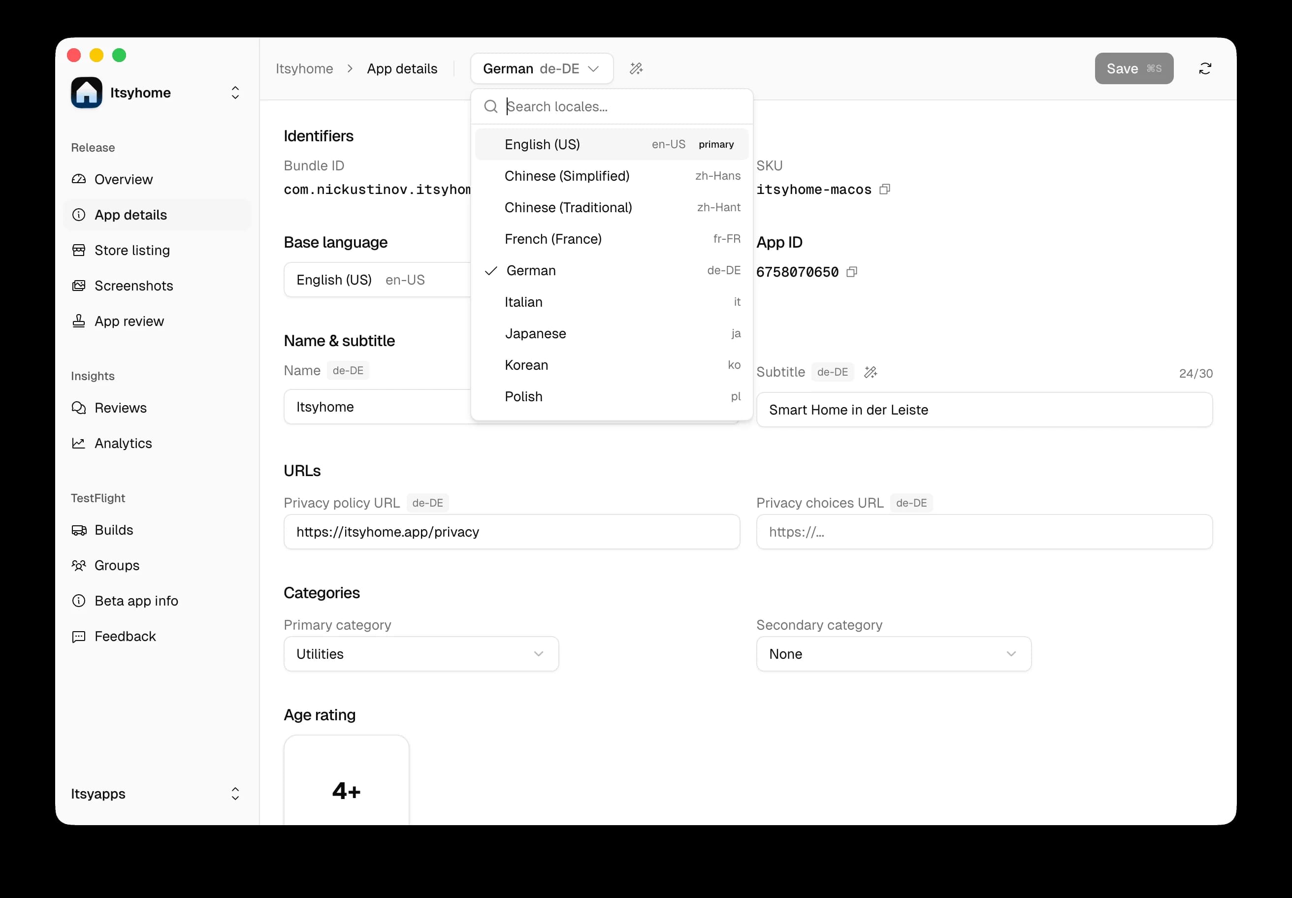 Itsyconnect – ship releases – 3