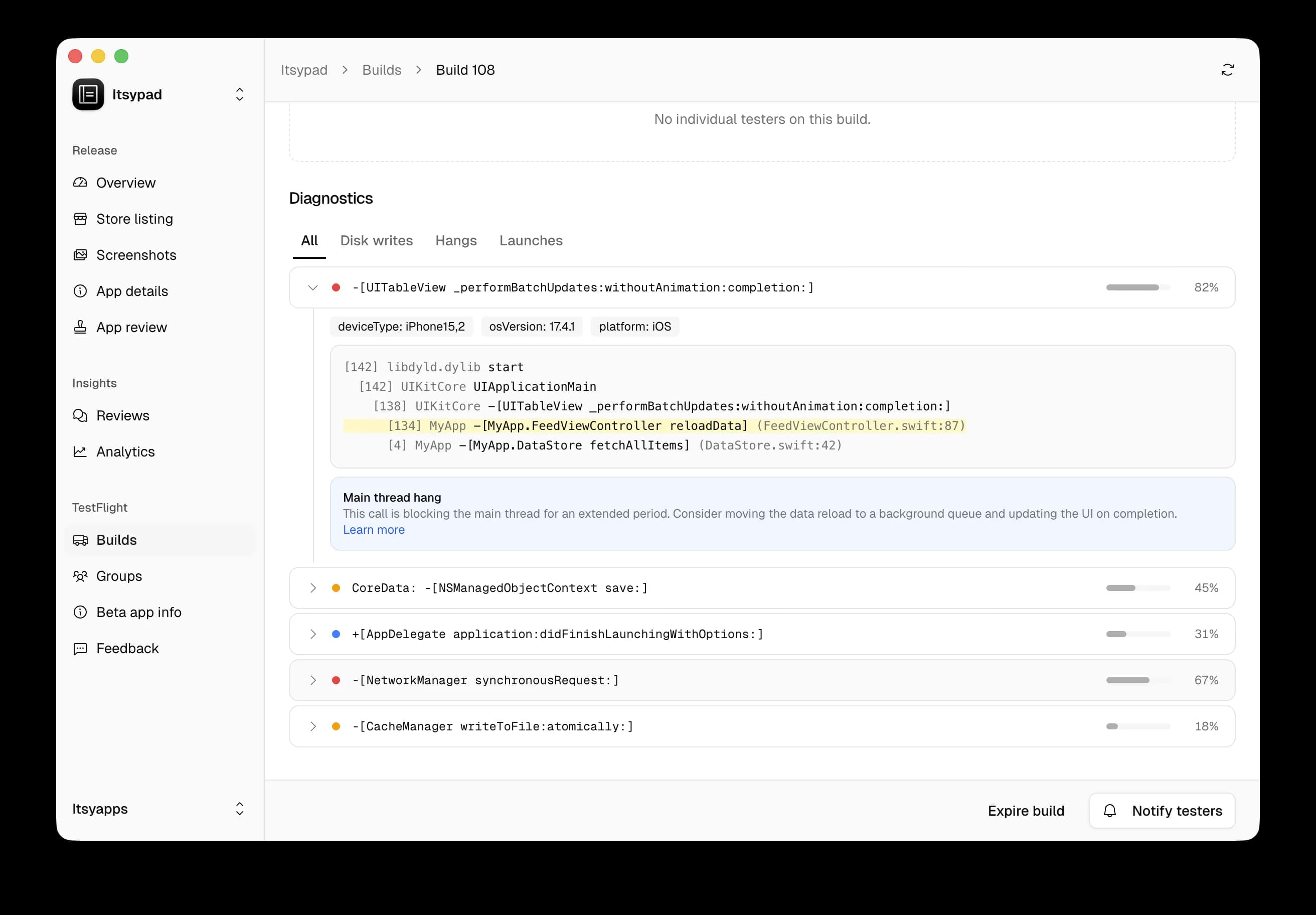 Itsyconnect – testflight – 4